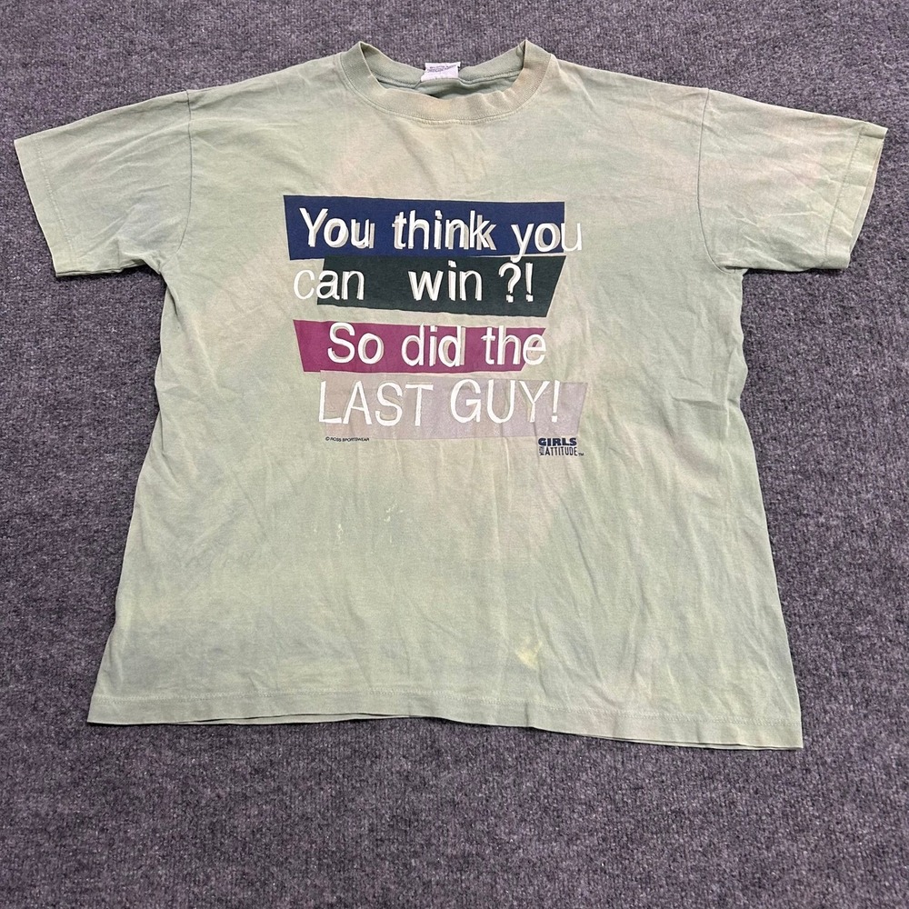 Ross Sportswear T-Shirt Womens Size S/M Green Graphic Cotton USA Distressed
